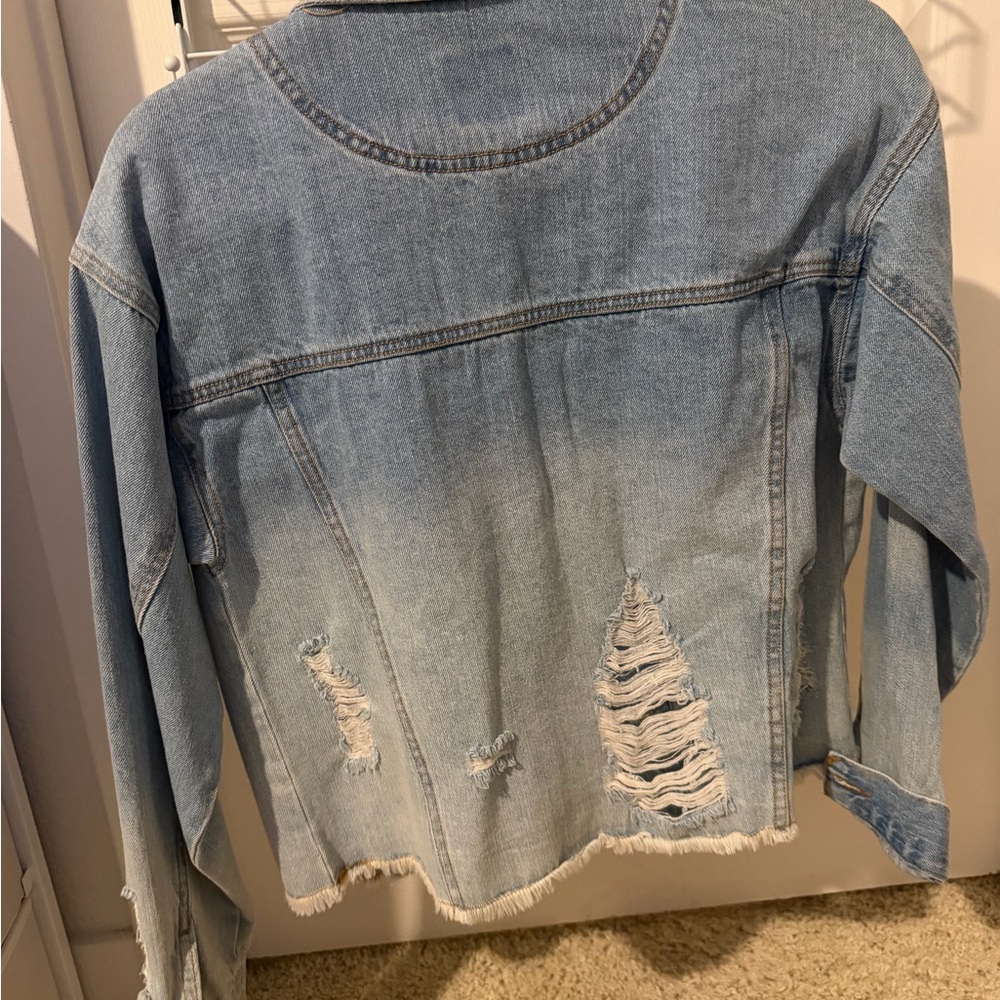 Wild Fable Super Soft Light Blue Distressed Jean Jacket - Picture 5 of 8